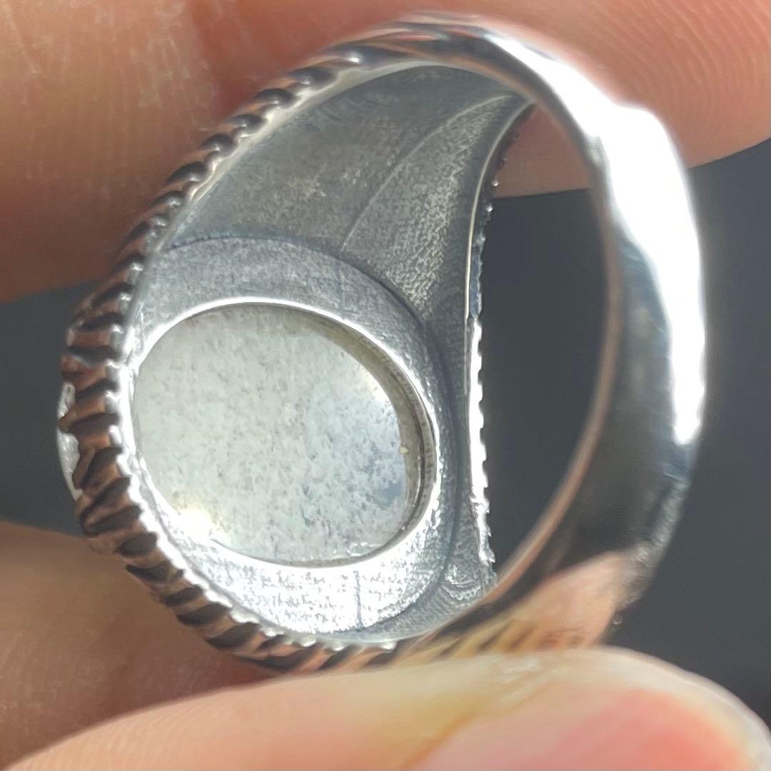 天然石リング　白ガーデンクォーツ　高透明　大粒　SV925刻印