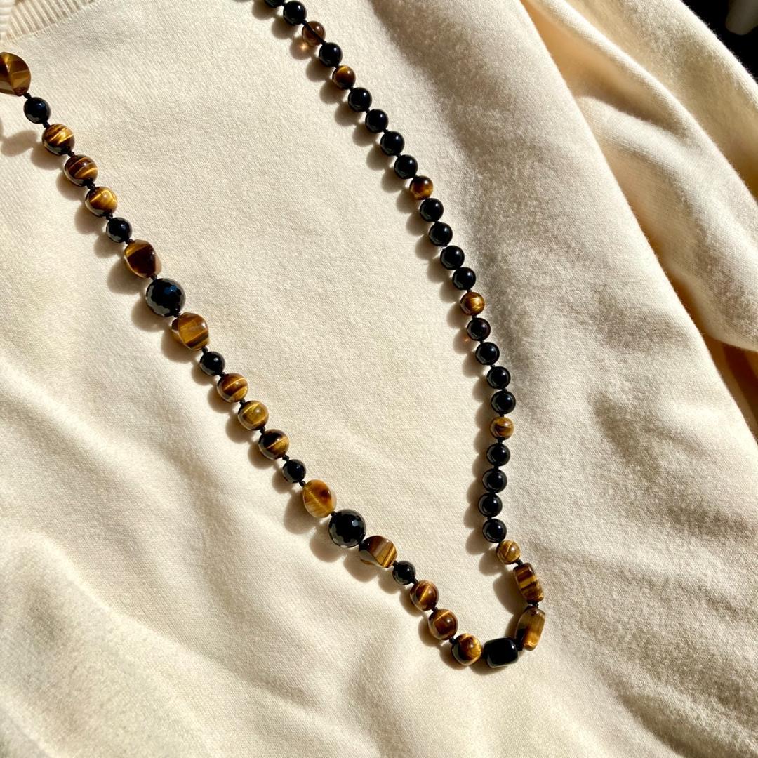 値引き中です【ゴージャス！】タイガーアイ＆ブラックスピネル ネックレス