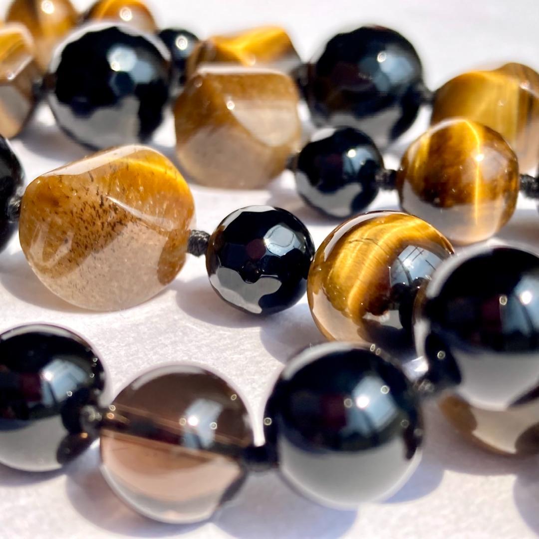 値引き中です【ゴージャス！】タイガーアイ＆ブラックスピネル ネックレス