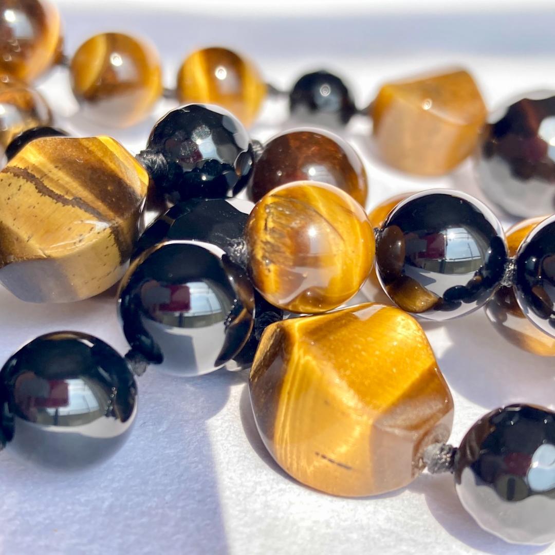 値引き中です【ゴージャス！】タイガーアイ＆ブラックスピネル ネックレス