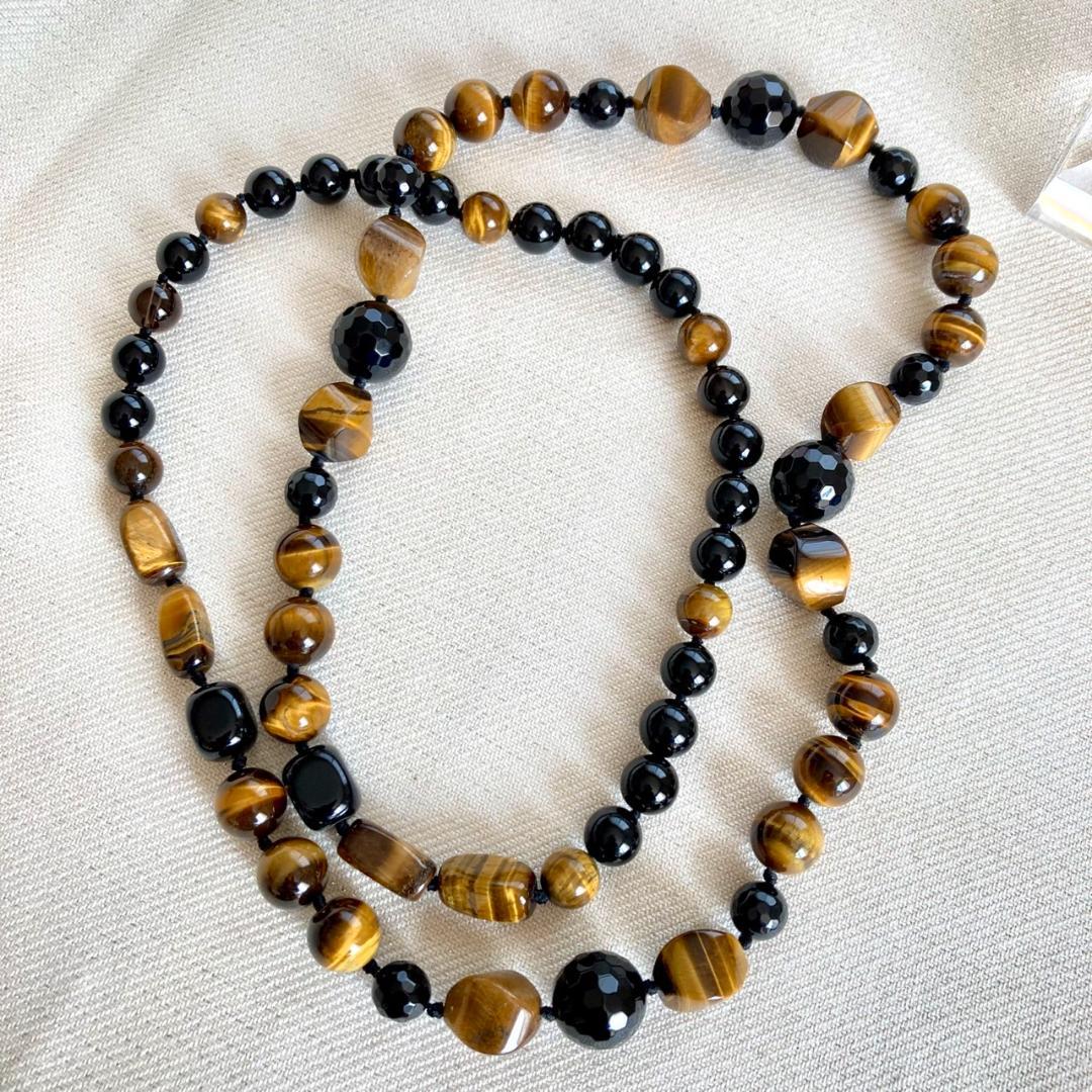 値引き中です【ゴージャス！】タイガーアイ＆ブラックスピネル ネックレス