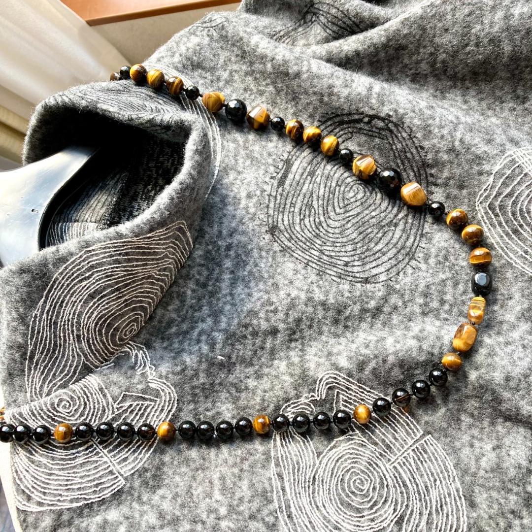 値引き中です【ゴージャス！】タイガーアイ＆ブラックスピネル ネックレス