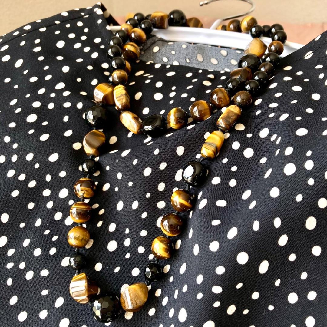 値引き中です【ゴージャス！】タイガーアイ＆ブラックスピネル ネックレス
