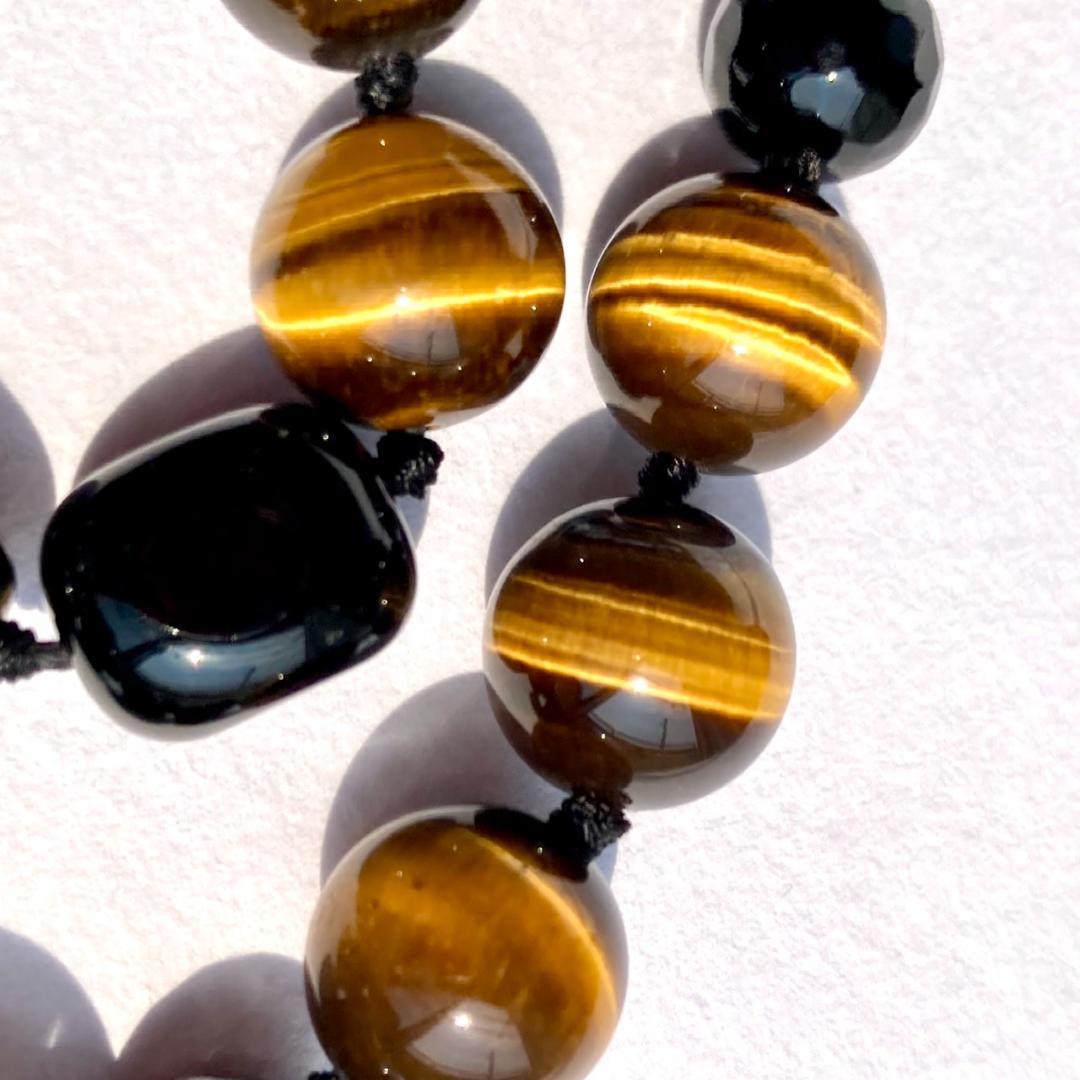 値引き中です【ゴージャス！】タイガーアイ＆ブラックスピネル ネックレス