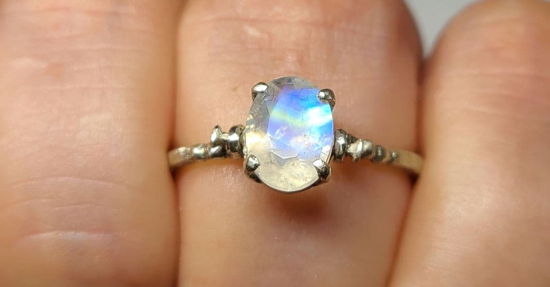 ダブルレインボー!!★レインボームーンストーンスイングリング★