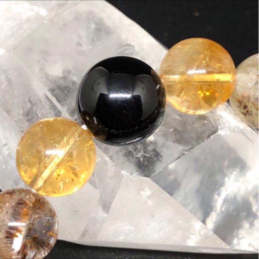 カコクセナイト インアメジストクオーツ モリオン シトリン ブレスレット