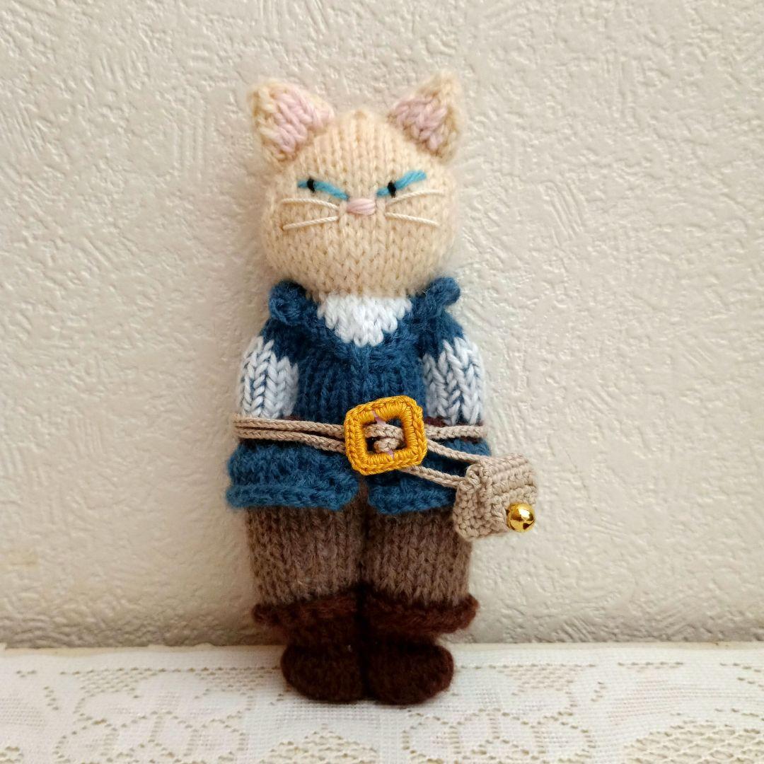 ラプンツェル・王子様になりたかった猫(棒針編み)　がま口(かぎ針編み１点物)