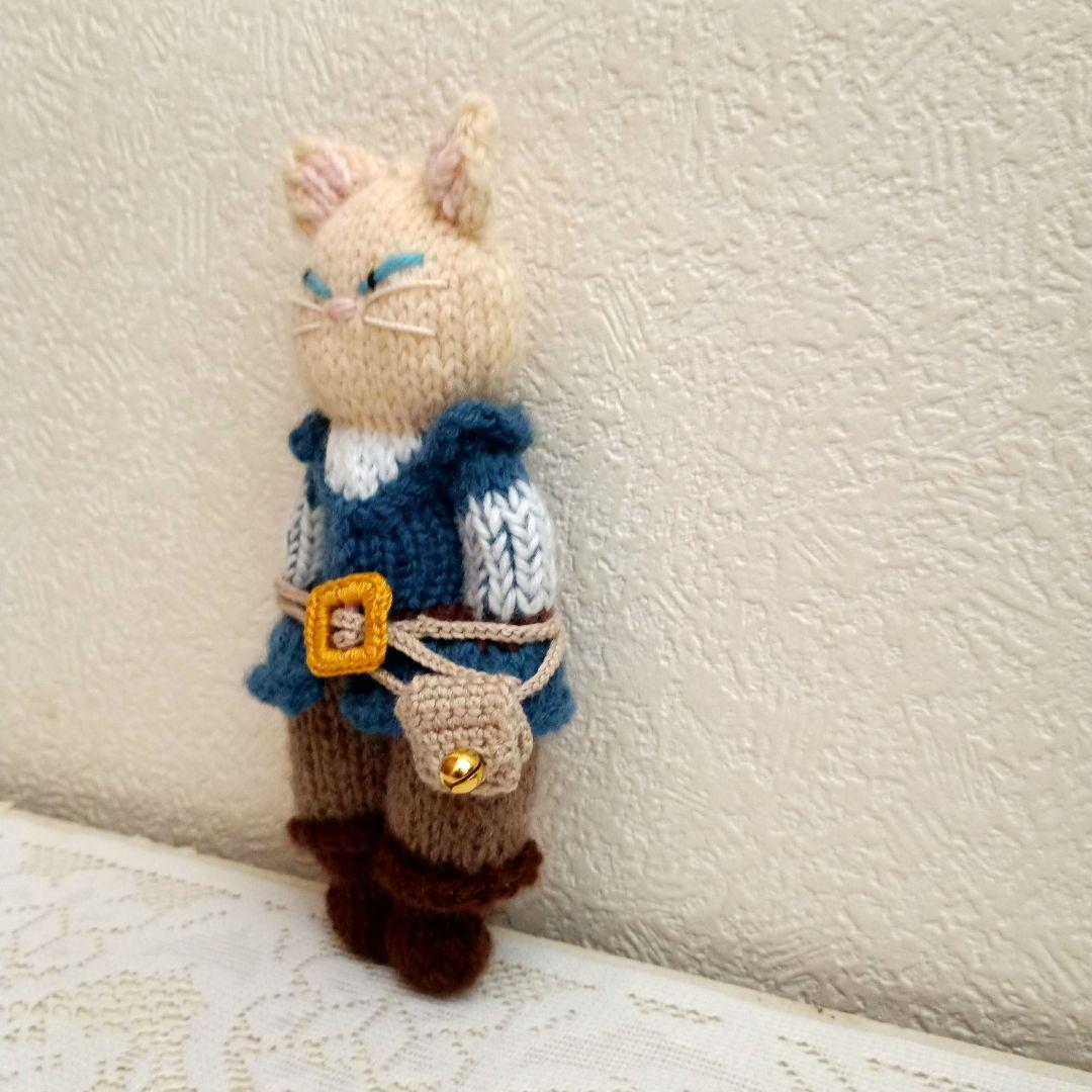ラプンツェル・王子様になりたかった猫(棒針編み)　がま口(かぎ針編み１点物)