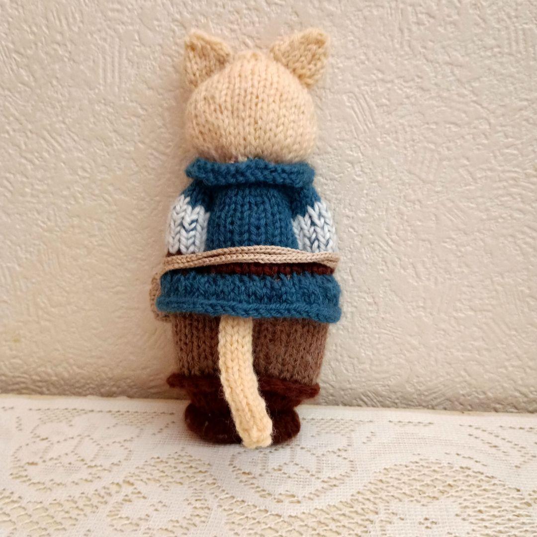 ラプンツェル・王子様になりたかった猫(棒針編み)　がま口(かぎ針編み１点物)