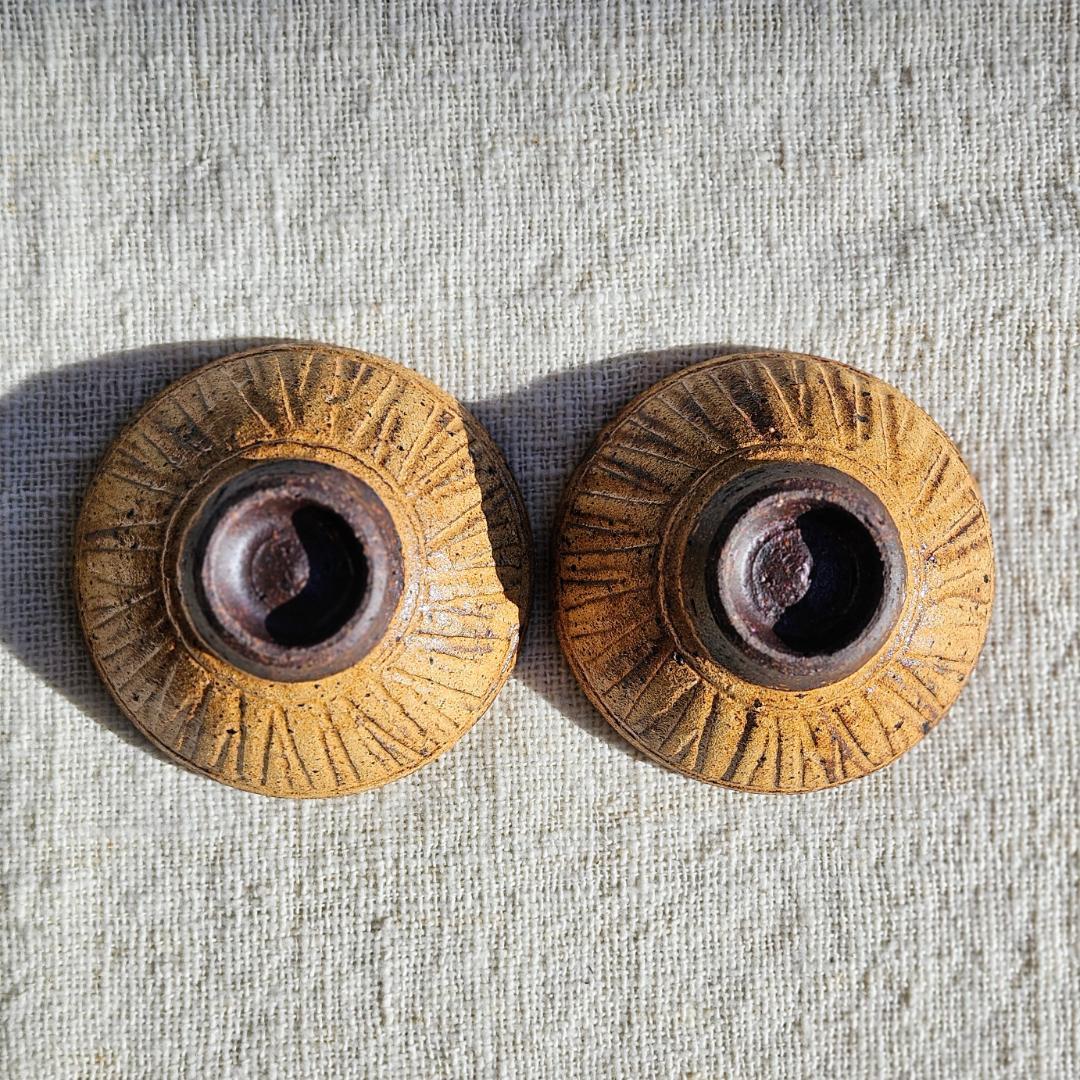 【2点ペア】小ぶり飯椀 茶碗 細しのぎ 新品 越前焼 実生窯 新藤聡子 送料無料