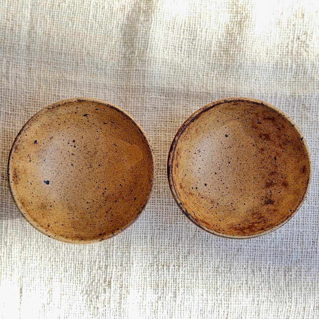【2点ペア】小ぶり飯椀 茶碗 細しのぎ 新品 越前焼 実生窯 新藤聡子 送料無料