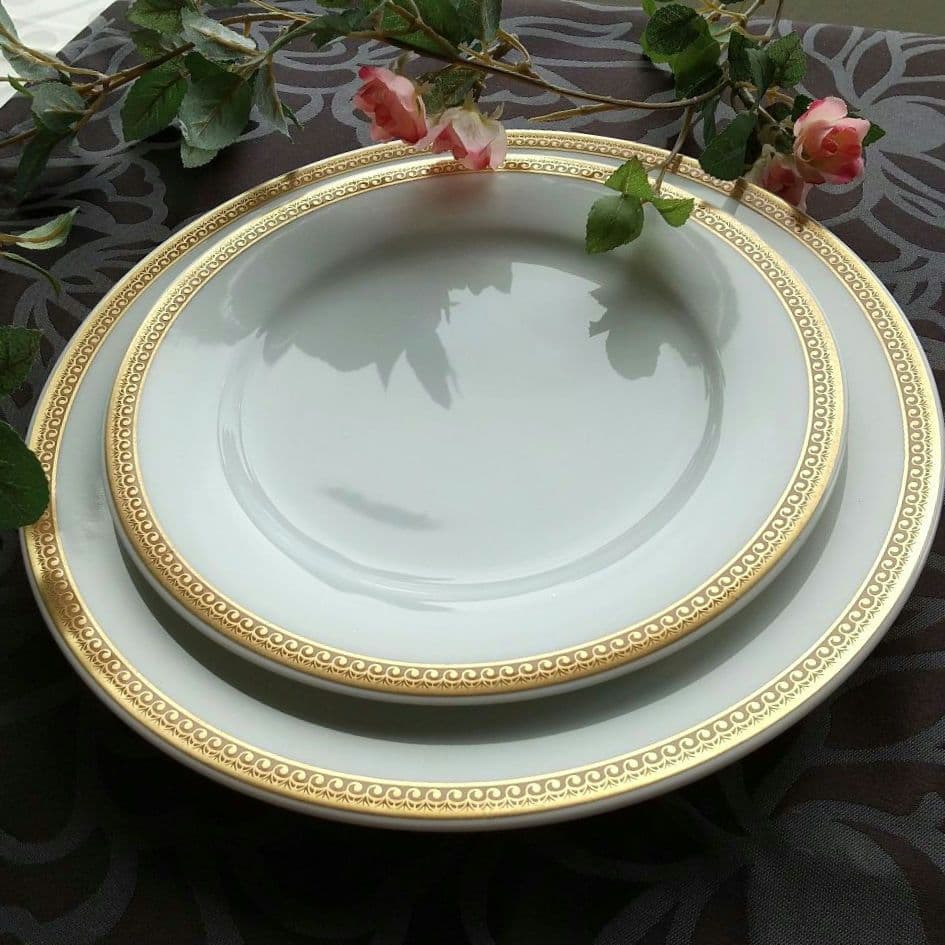 BAYpurp【未使用//ノリタケ】淵回りの金彩の大皿、中皿