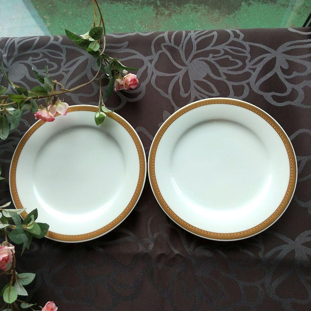 BAYpurp【未使用//ノリタケ】淵回りの金彩の大皿、中皿