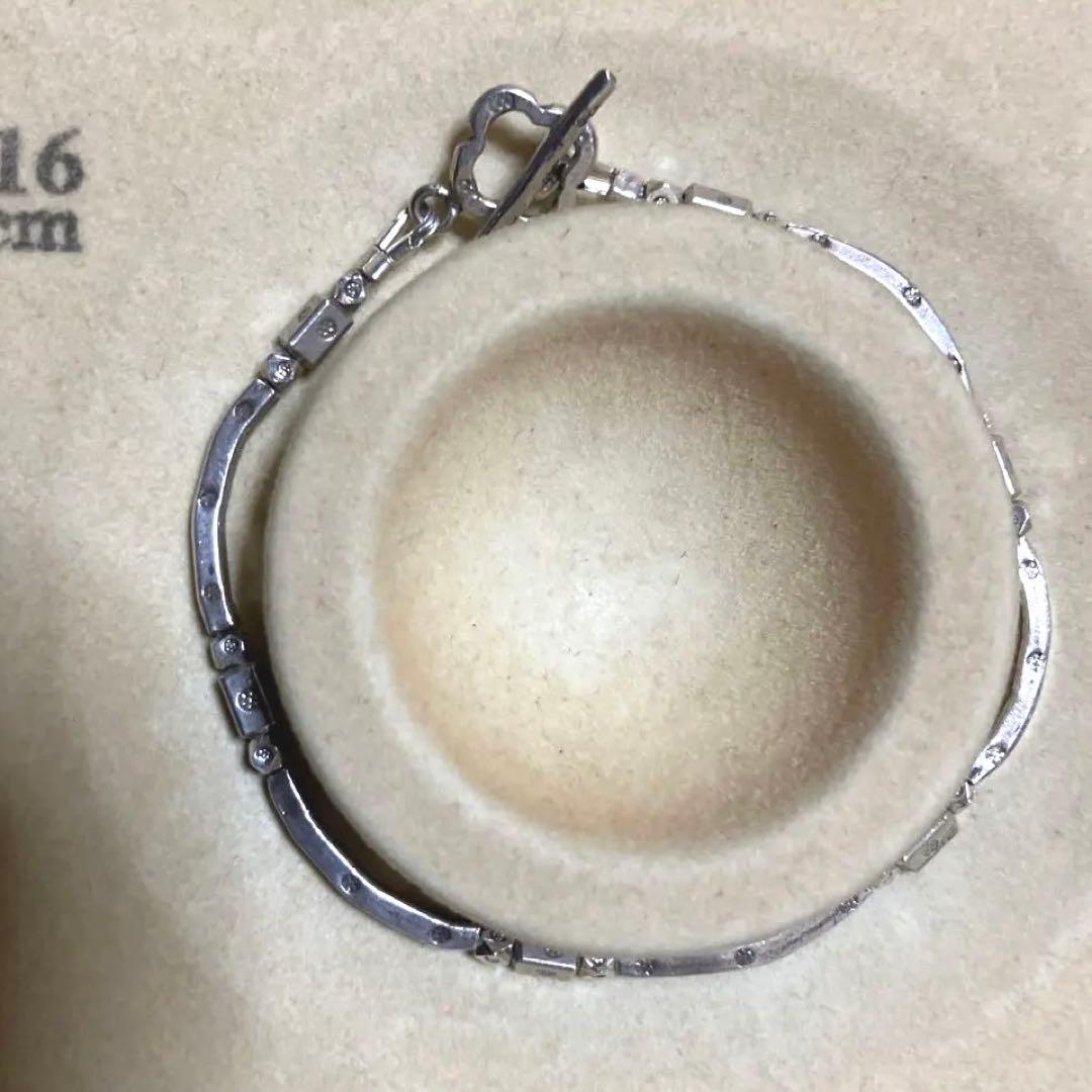 カレンシルバーパドゥア刻印カーブ＆スクエア　ソリッドビーズブレスレット