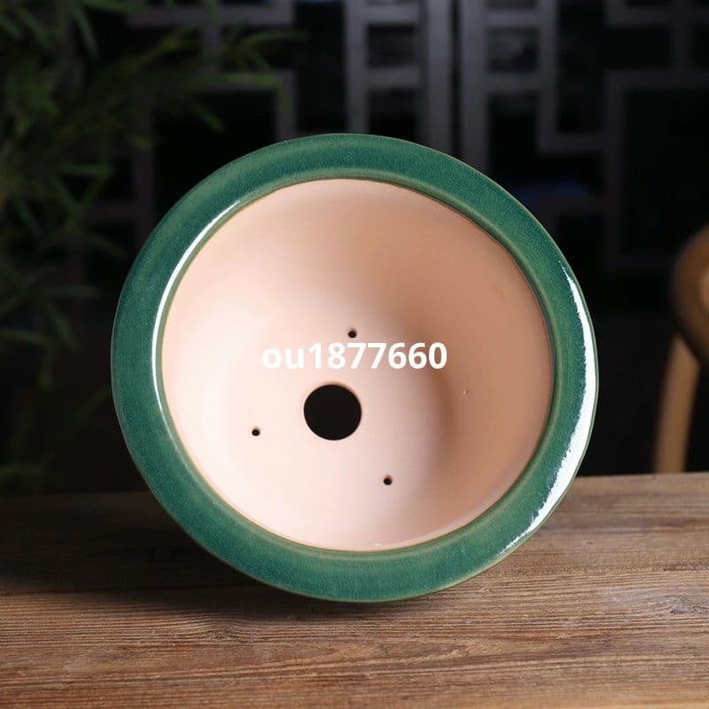 山水円盆 盆栽鉢 青磁鉢 山野草鉢 多肉植物 植木鉢 小品大品盆栽鉢 陶器鉢置物