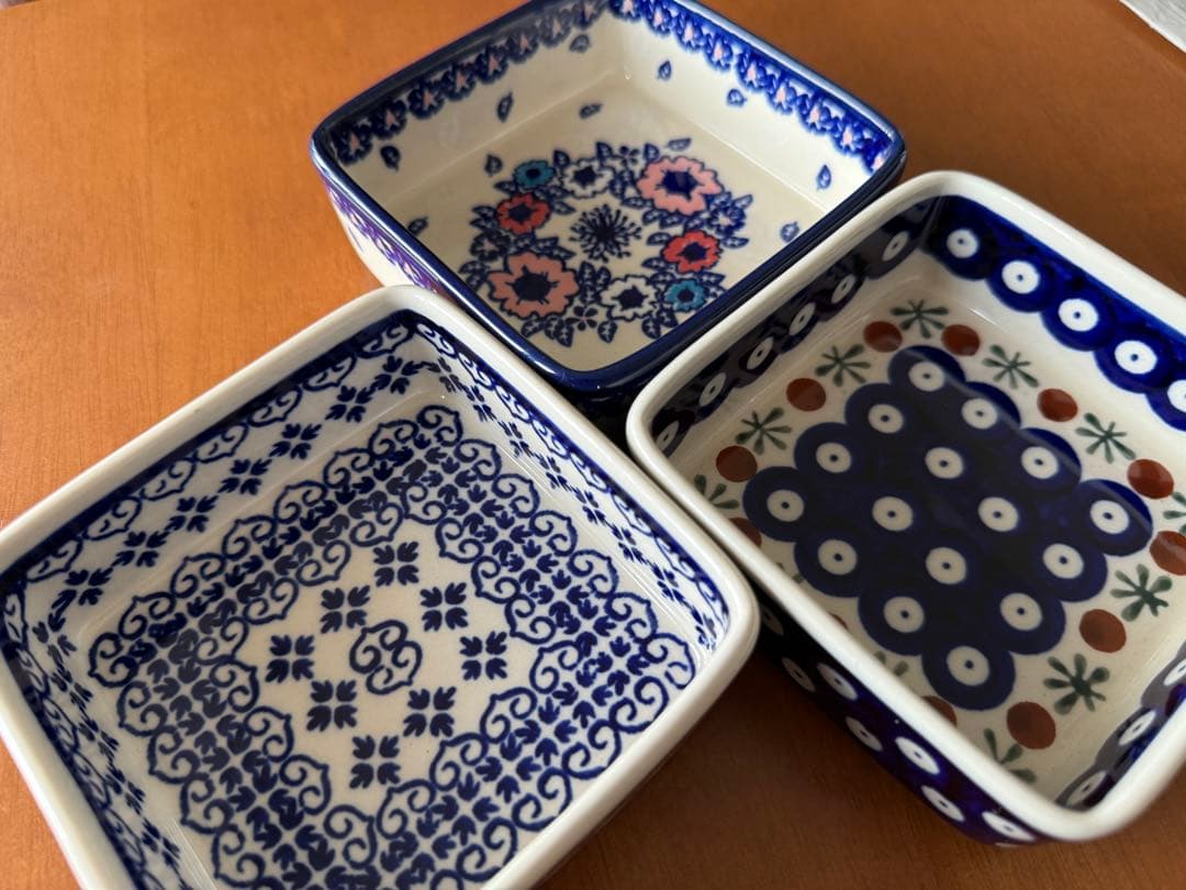 【美品】ポーランド陶器　ボレス社　スクエアボウル３点