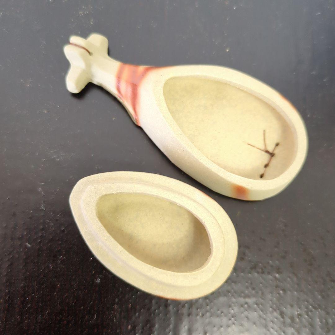 香合　琵琶　陶器　お香　茶道具　火襷　ディスプレイ