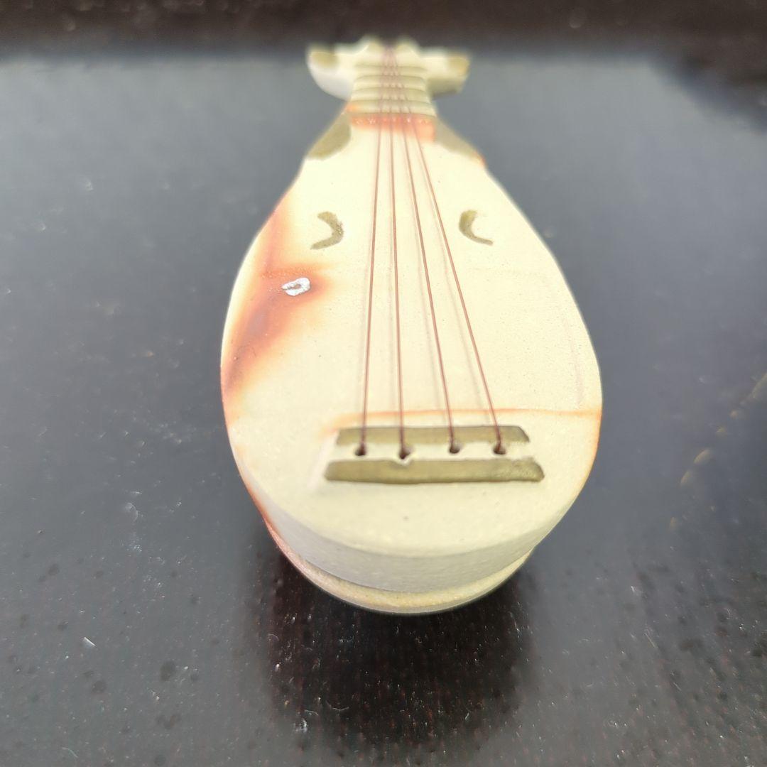 香合　琵琶　陶器　お香　茶道具　火襷　ディスプレイ