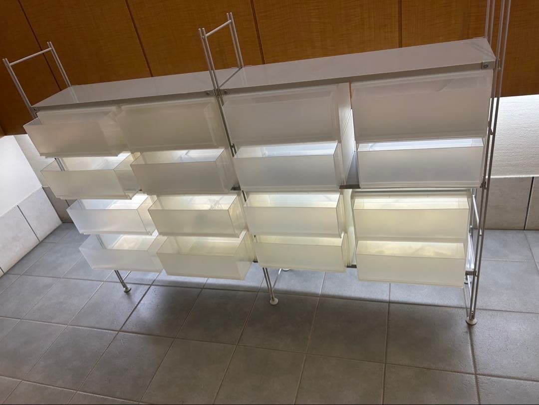 MUJI 無印良品 スチールユニットシェルフ ポリプロピレンケース16個付き