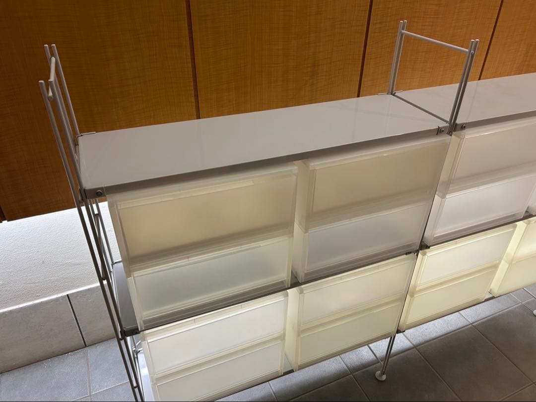 MUJI 無印良品 スチールユニットシェルフ ポリプロピレンケース16個付き