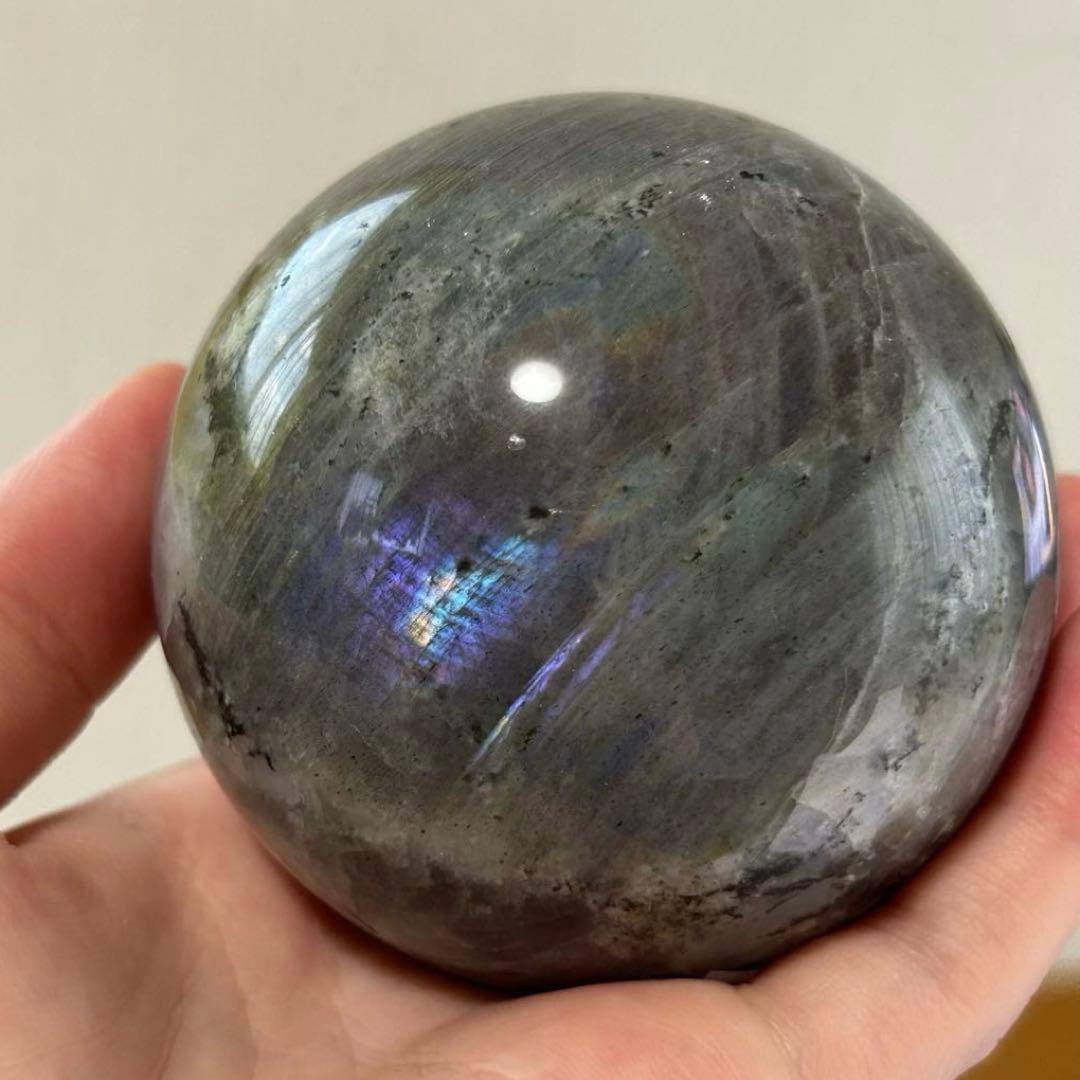 直径7.4cm　カラフル　ラブラドライト　BIG　スフィア　レア　丸玉　587g