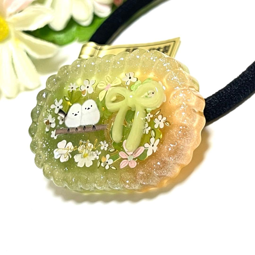 メル30077様お取り置きです。Ｎｏ．384 リボン レジン シマエナガ