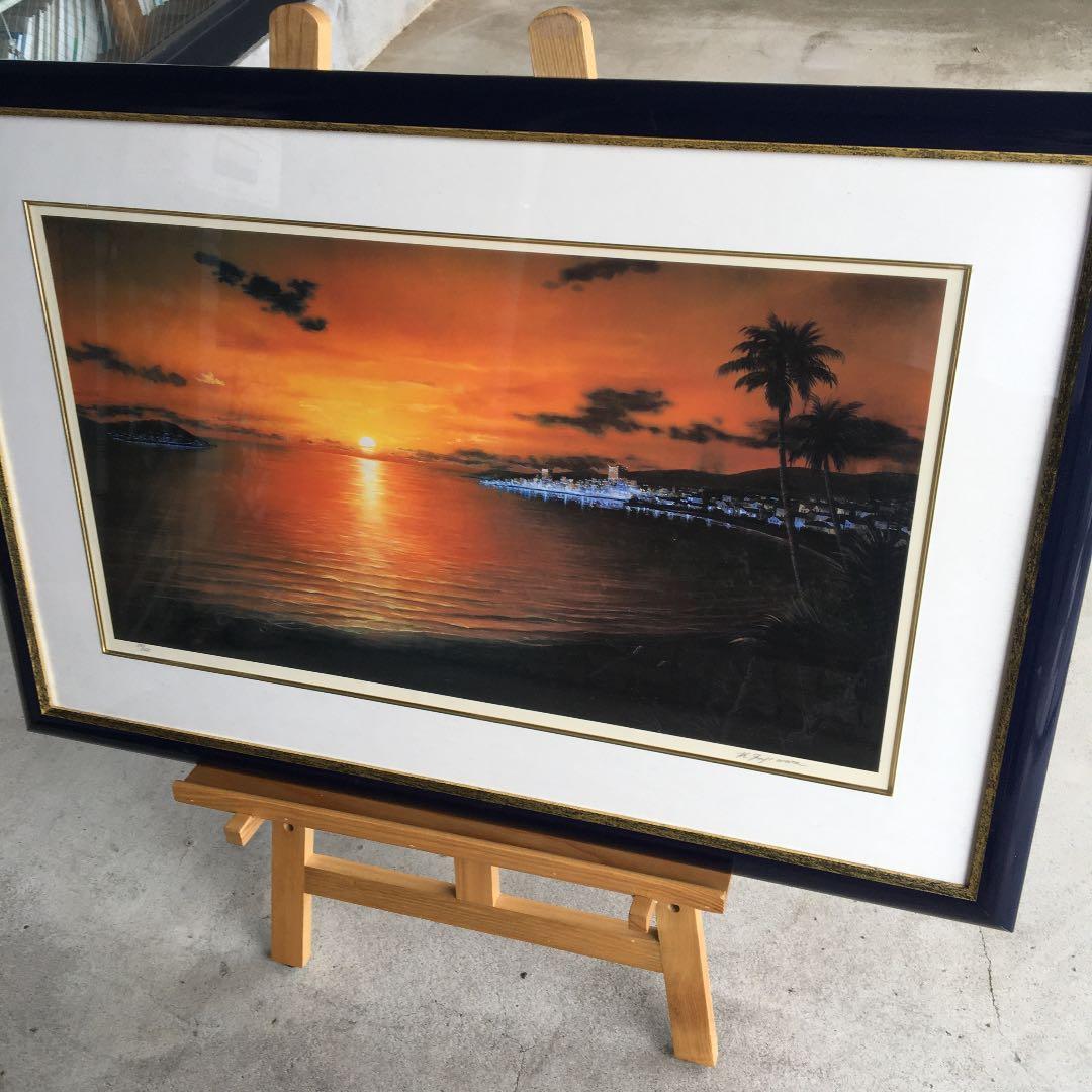 美しい夕焼けの風景画　藤原　　　横95縦64