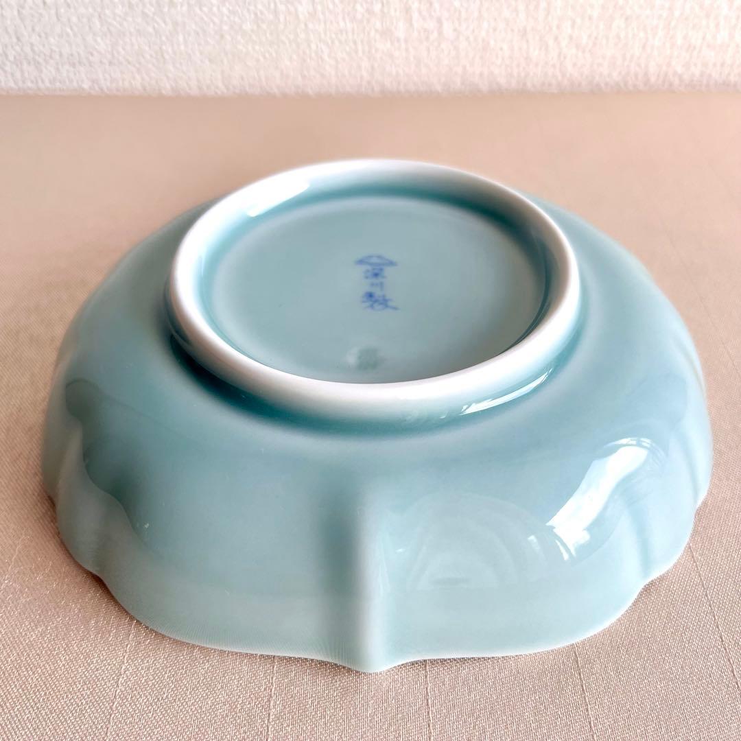 ★新品未使用★深川製磁 百年庵 菊中割 小鉢 笹青磁 2枚セット