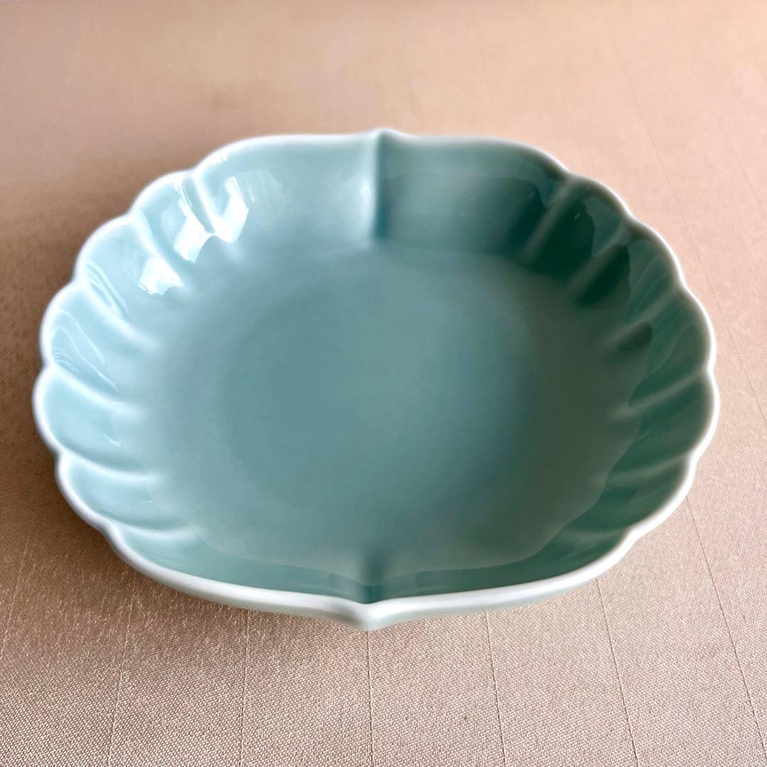 ★新品未使用★深川製磁 百年庵 菊中割 小鉢 笹青磁 2枚セット