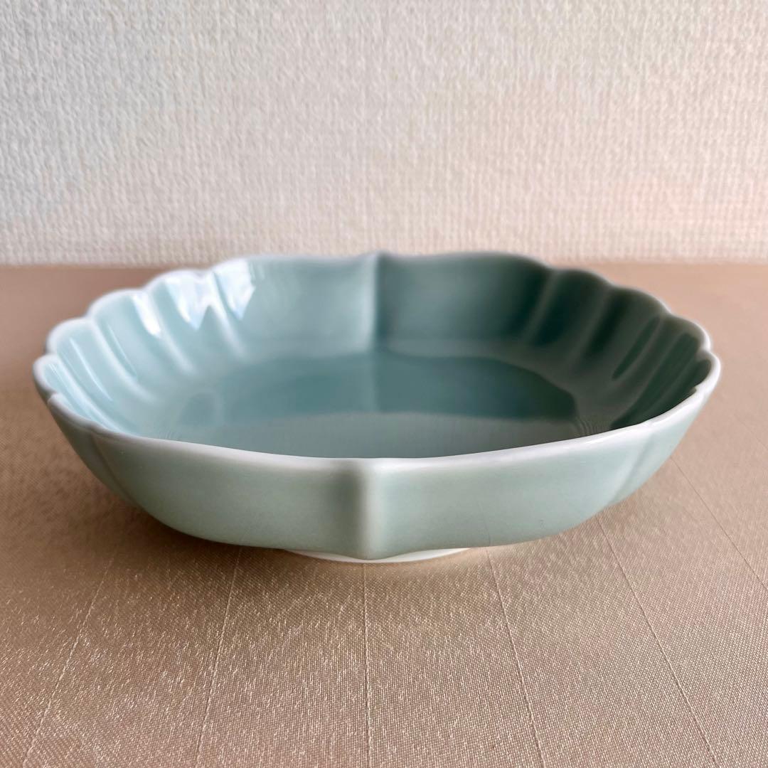 ★新品未使用★深川製磁 百年庵 菊中割 小鉢 笹青磁 2枚セット