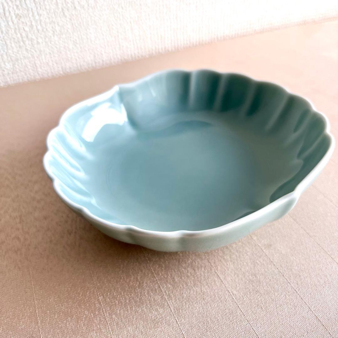 ★新品未使用★深川製磁 百年庵 菊中割 小鉢 笹青磁 2枚セット