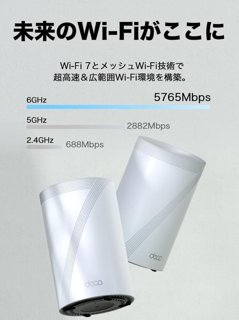 Wi-Fi 7 メッシュルーター Deco BE9300 BE65 2台セット