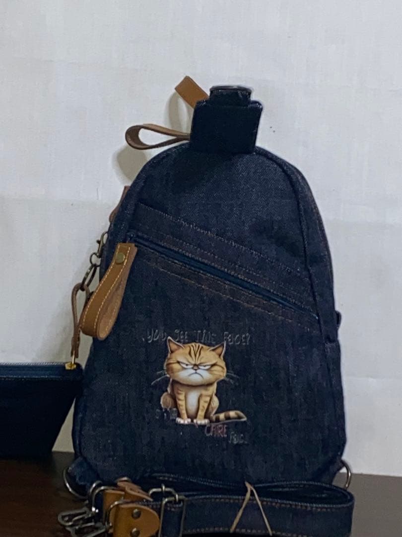 男女兼用☆岡山デニム☆トラネコ♪Sサイズ☆リュックorワンショルダーバッグ