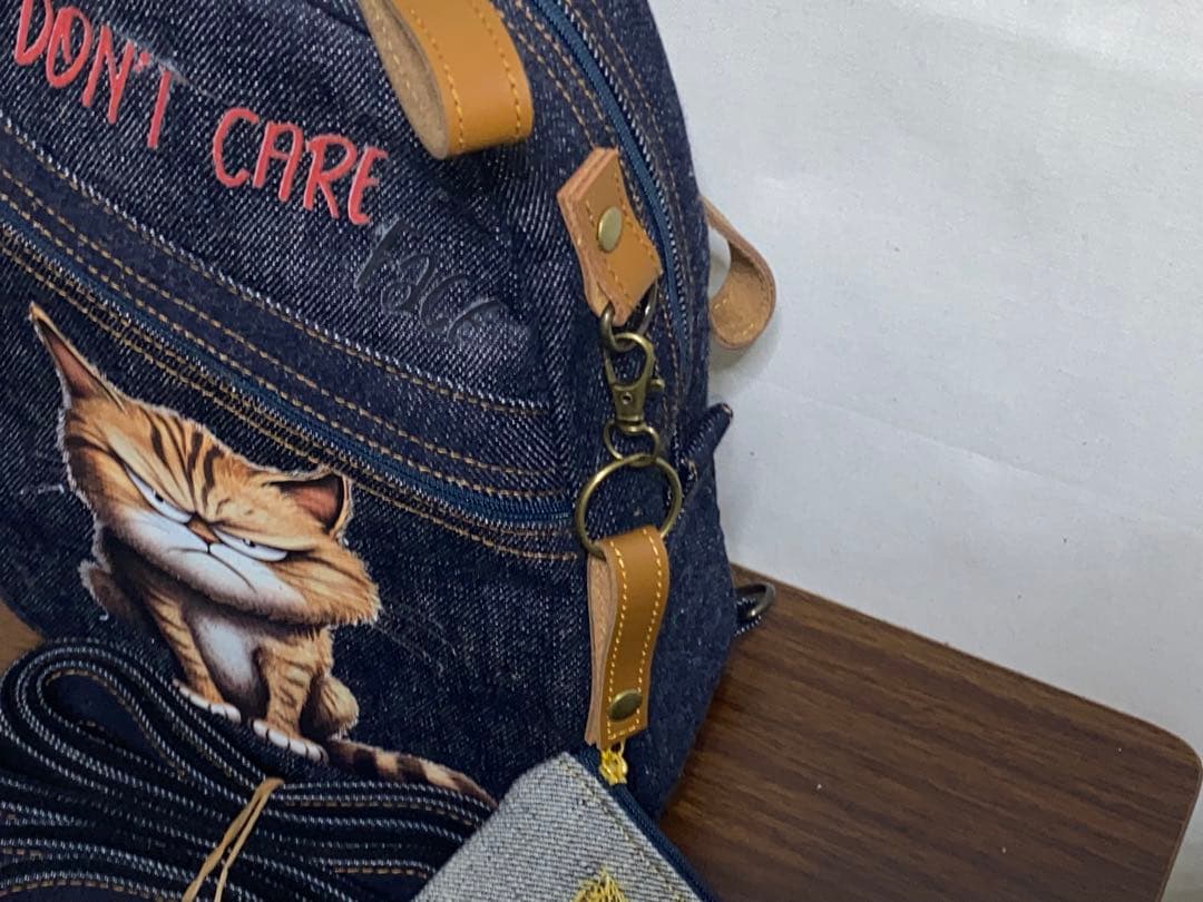 男女兼用☆岡山デニム☆トラネコ♪Sサイズ☆リュックorワンショルダーバッグ