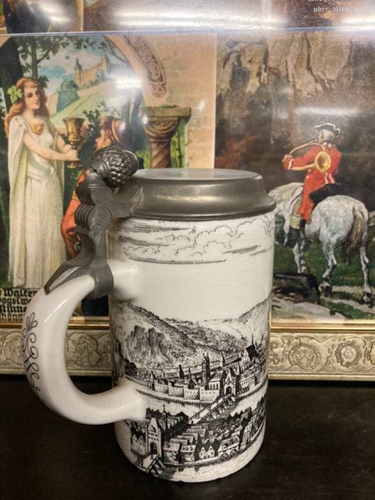 ドイツ製ZINN蓋付きビアジョッキ