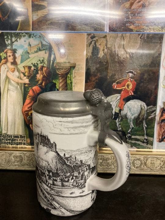 ドイツ製ZINN蓋付きビアジョッキ