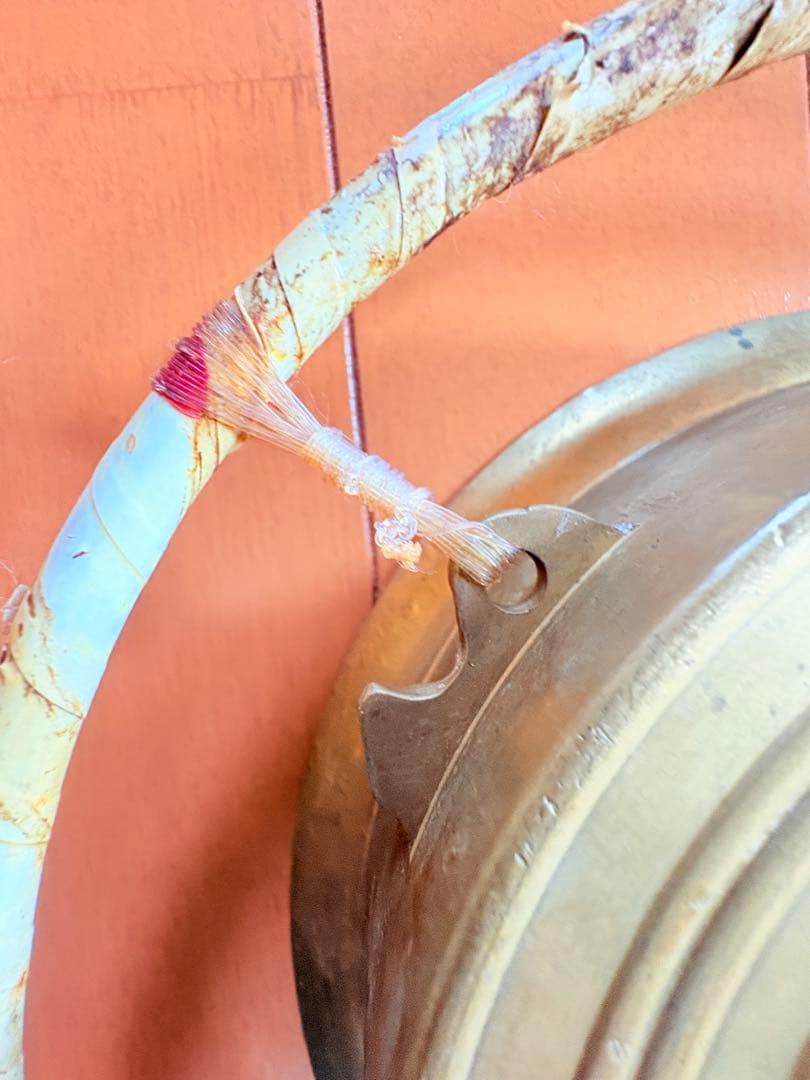 阿波踊り　鉦カネ 鳴物 鉦 金具 木製柄持ち手　バチ付き