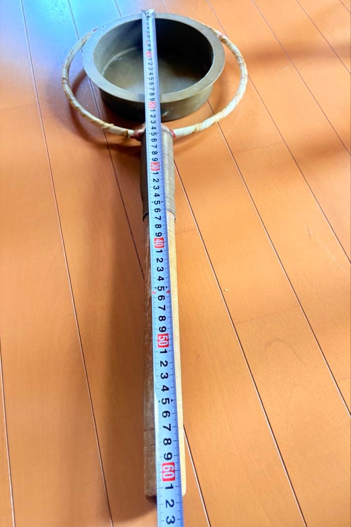 阿波踊り　鉦カネ 鳴物 鉦 金具 木製柄持ち手　バチ付き