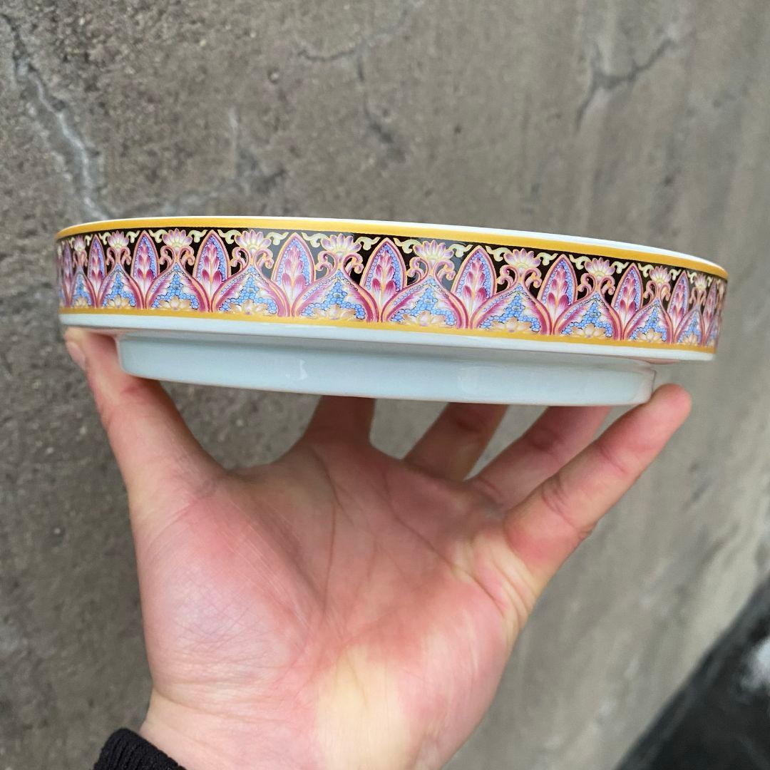 未使用品 景徳鎮琺瑯彩浄土蓮華馬蹄蓋碗 中国美術 湯呑み 茶器 茶杯 煎茶道具