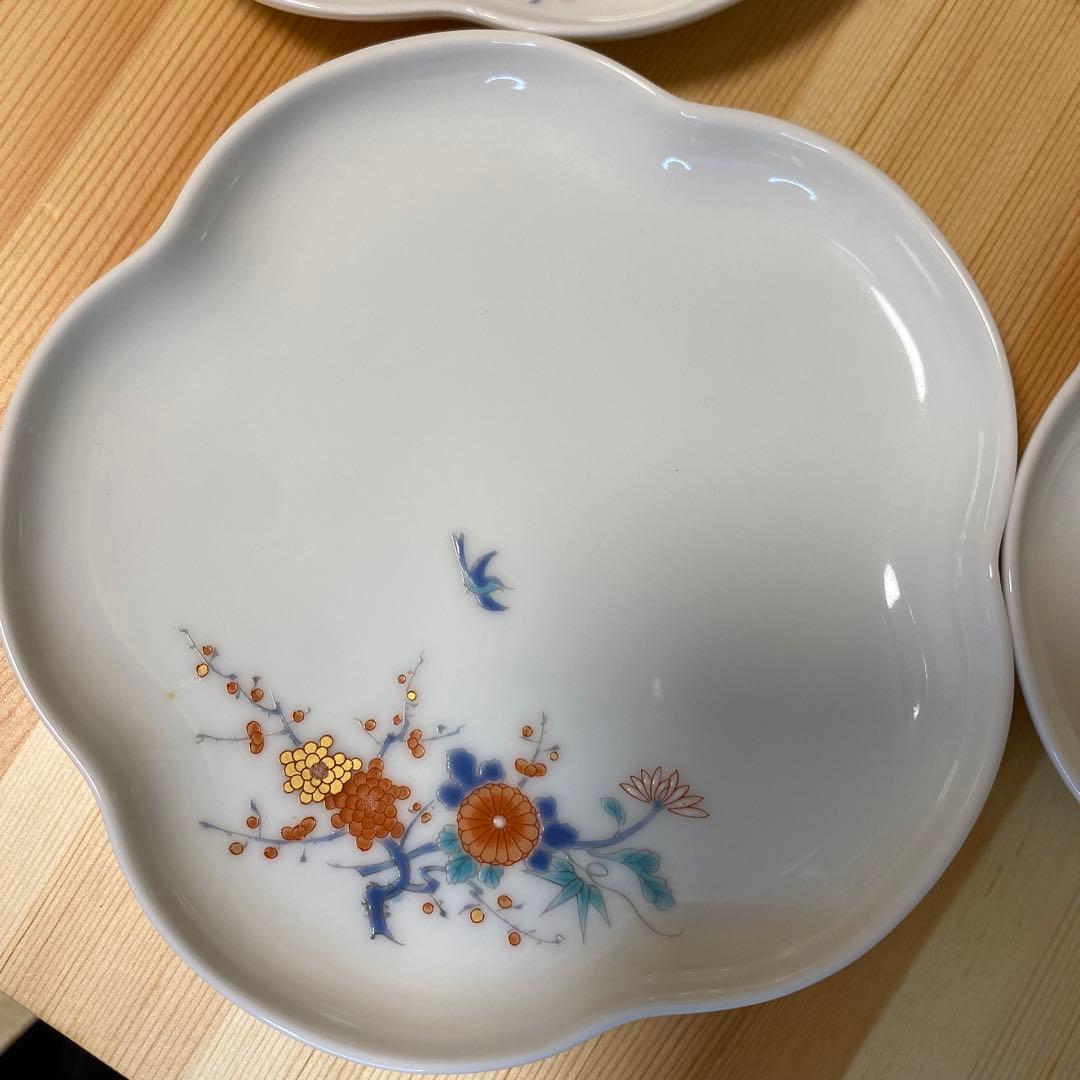 新品未使用　深川製磁　色絵花鳥紋　取分皿　4枚セット