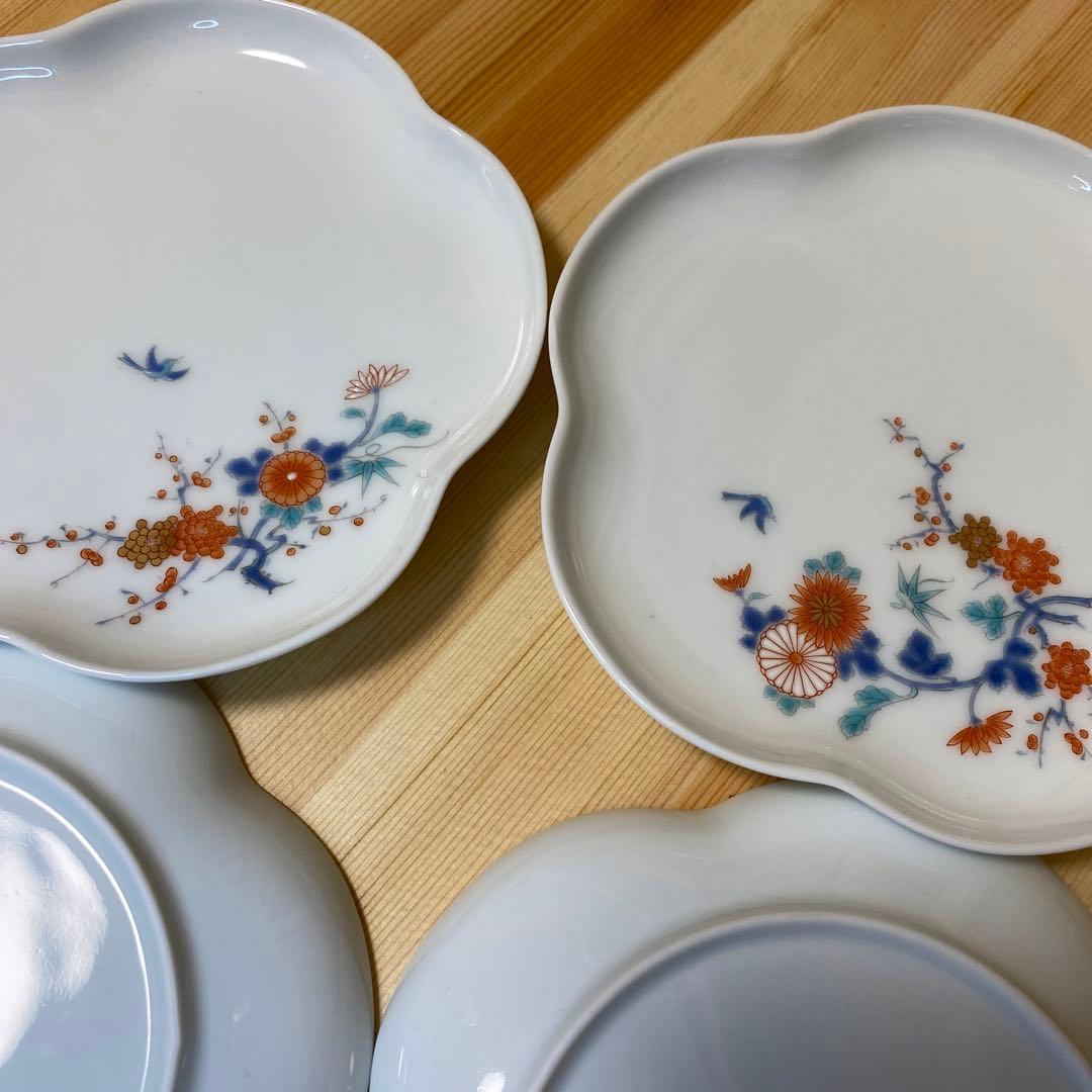 新品未使用　深川製磁　色絵花鳥紋　取分皿　4枚セット