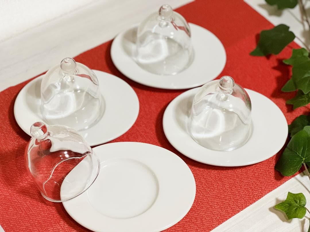 【中古品】 ビレロイアンドボッホ プレート ＆ ガラスドーム 4点セット