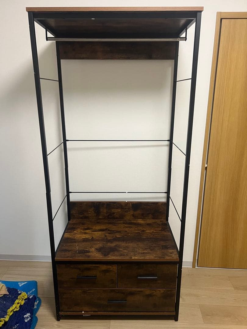 【新古品】ニトリ ハンガーラック(Nステイン1880BR/追加引き出しユニット)