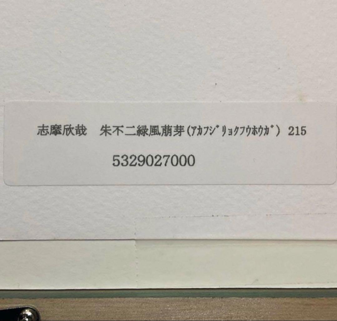 絵画・額縁・版画・志摩欣哉・朱不二緑風萌芽・美術品・新品未使用・インテリア・雑貨