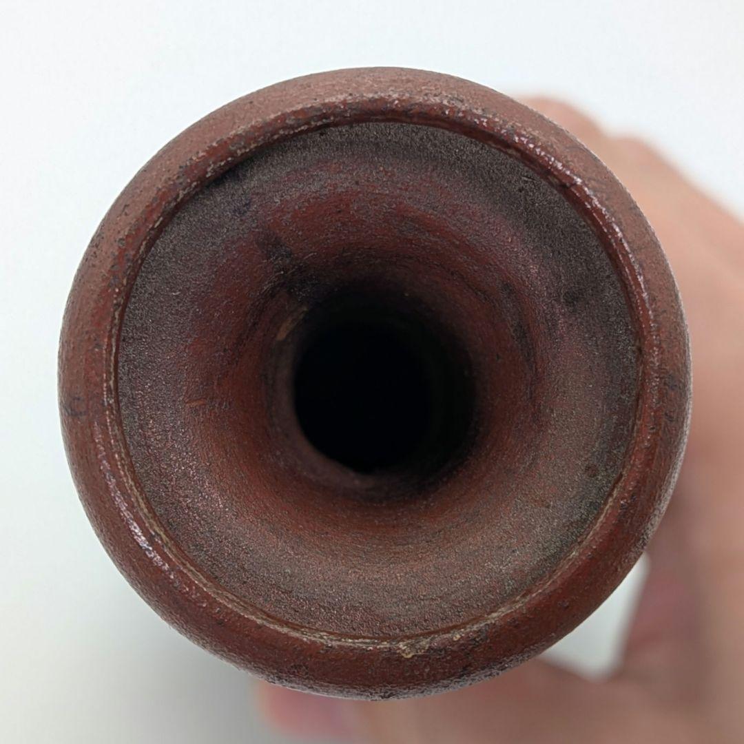 明治大正期 備前焼 傘徳利 合箱合布 松模様 一輪挿し花入 花器 フラワーベース