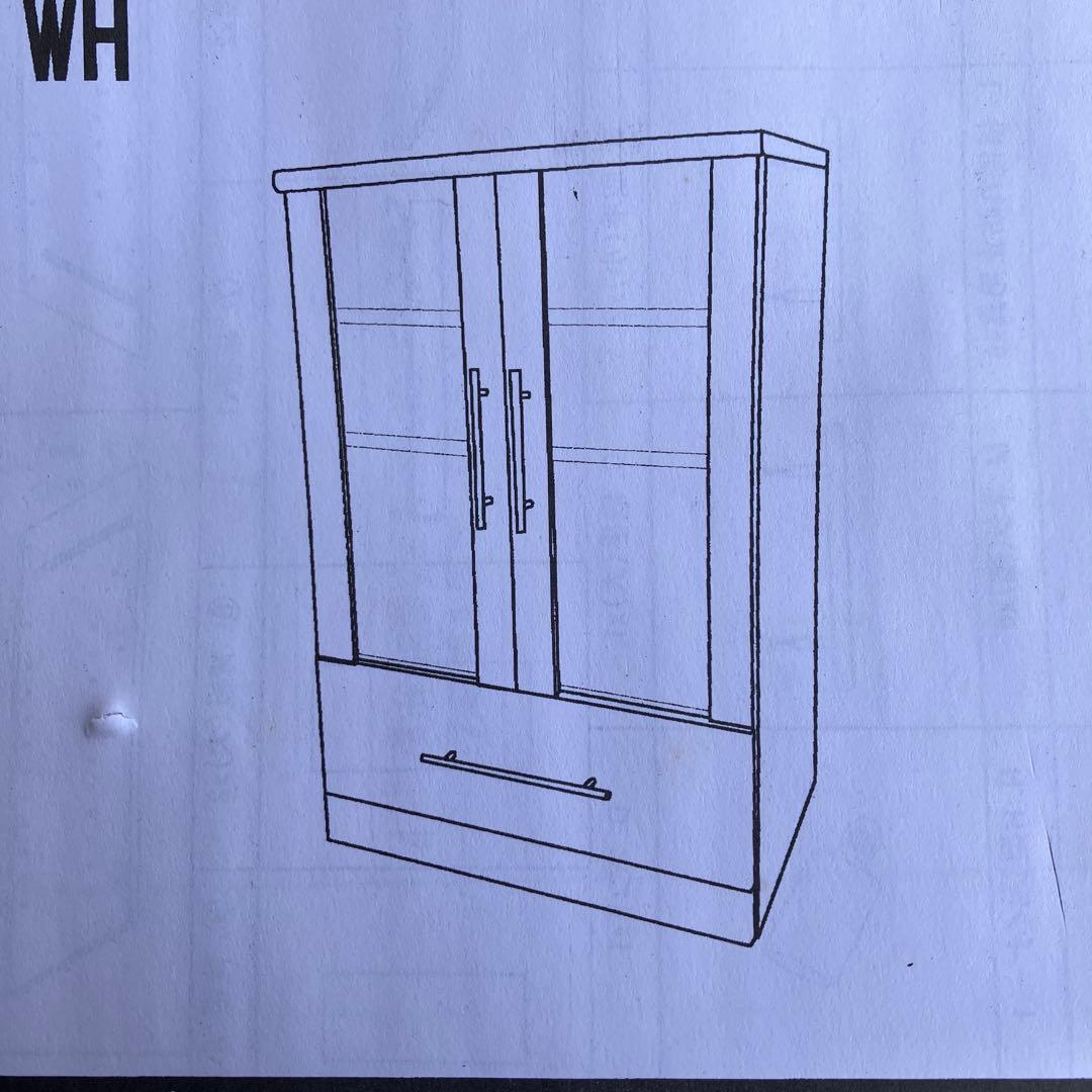 D-4 未使用 木製キャビネット ホワイト 食器棚 SHK-60G WH