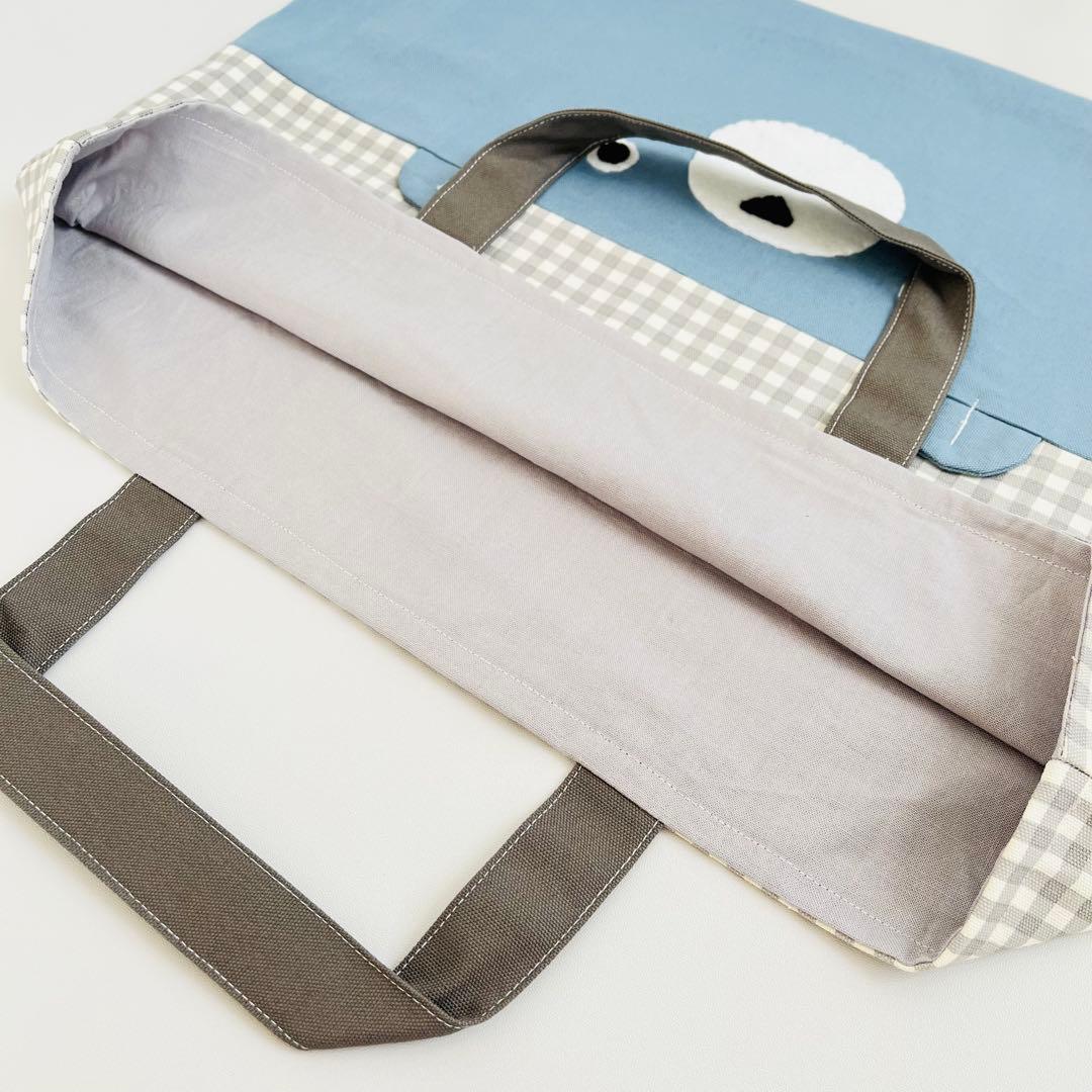 入園入学3点セット(くすみチェック×ブルーグレー)