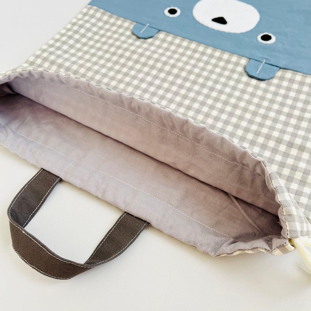 入園入学3点セット(くすみチェック×ブルーグレー)