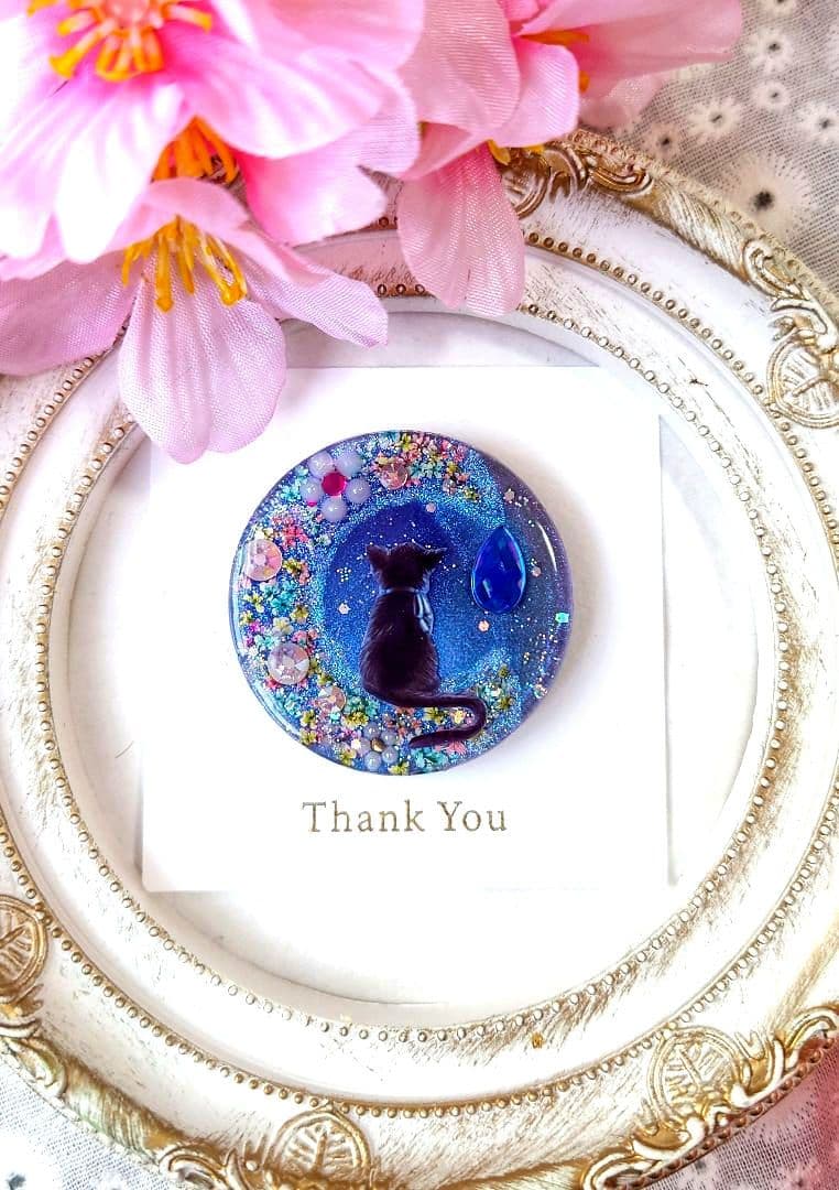 レジン　猫　ヘアゴム　ブローチ　ポニーフック　No.535