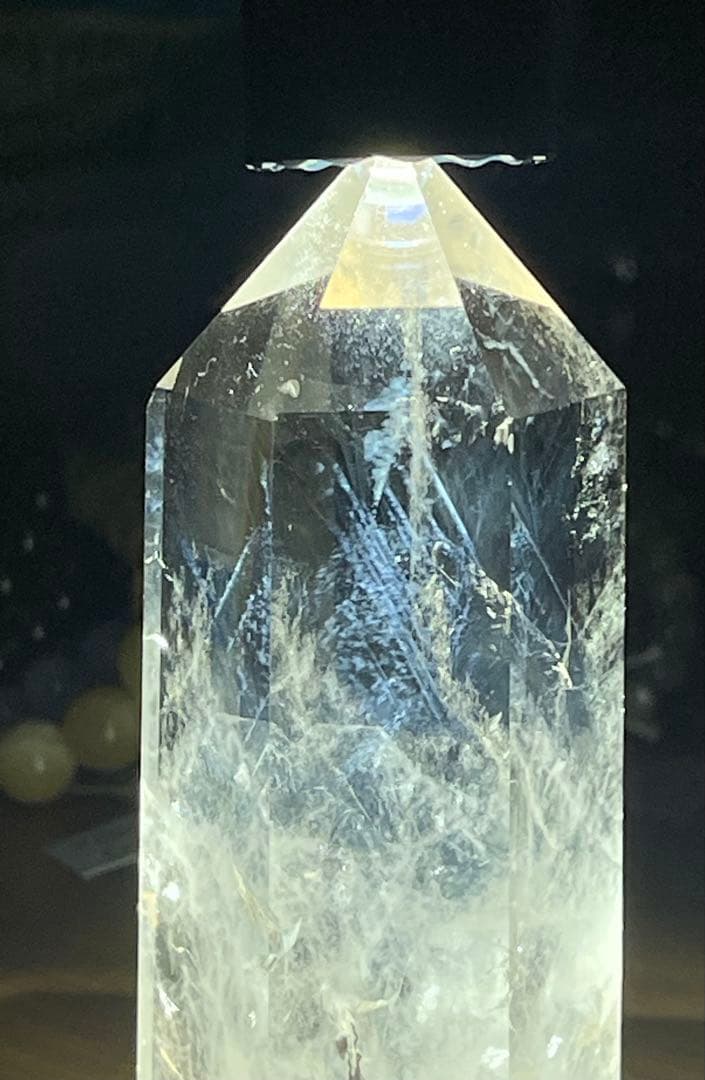 希少＊ファントムブルーラダー水晶ポイント 95mm 225g